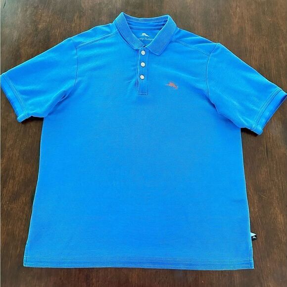 Tommy Bahama blue, short sleeved polo shirt. - Picture 3 of 7